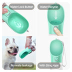 Portable Pet water bottle with attached drinking bowl
