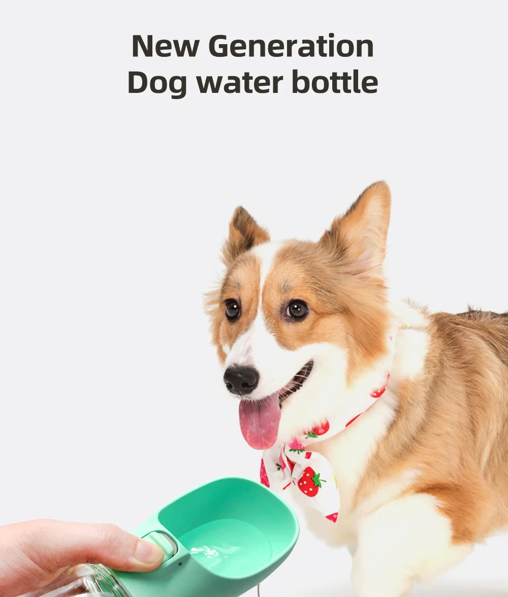 Portable Pet water bottle with attached drinking bowl