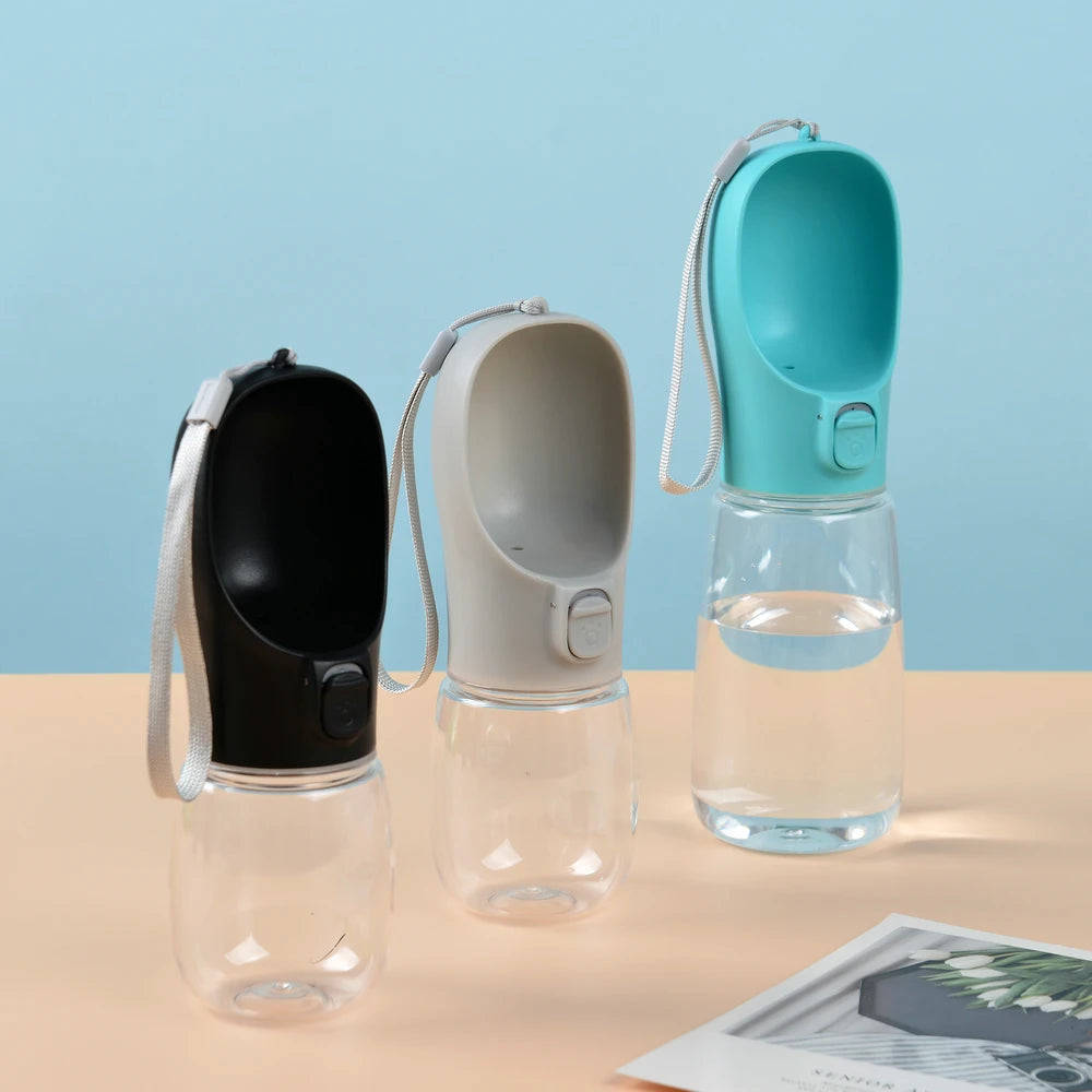 Portable Pet water bottle with attached drinking bowl