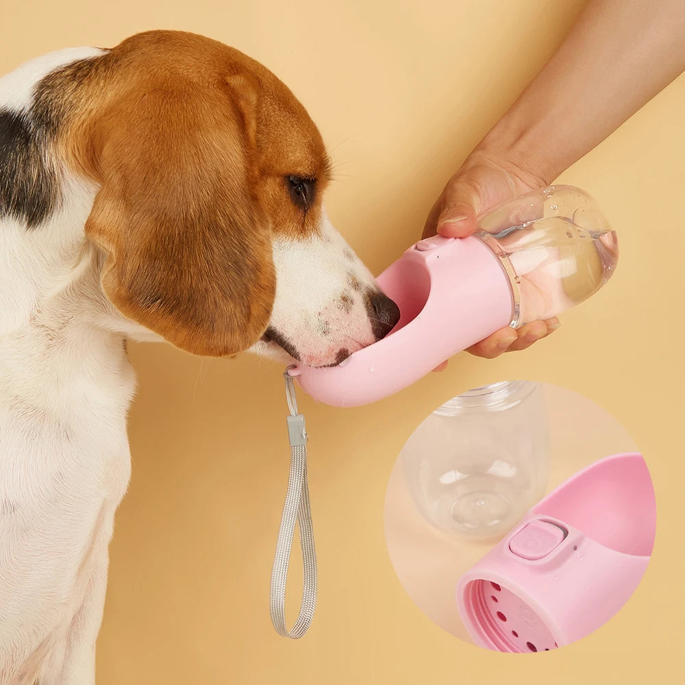 Portable Pet water bottle with attached drinking bowl