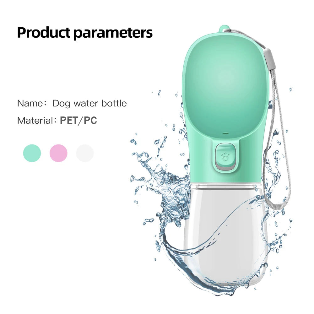 Portable Pet water bottle with attached drinking bowl