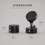 Luminomo Anchor dimensions showing compact folded and expanded size comparison