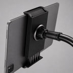 Close-up detail shot of Luminomo Arc secure tablet grip and hinge